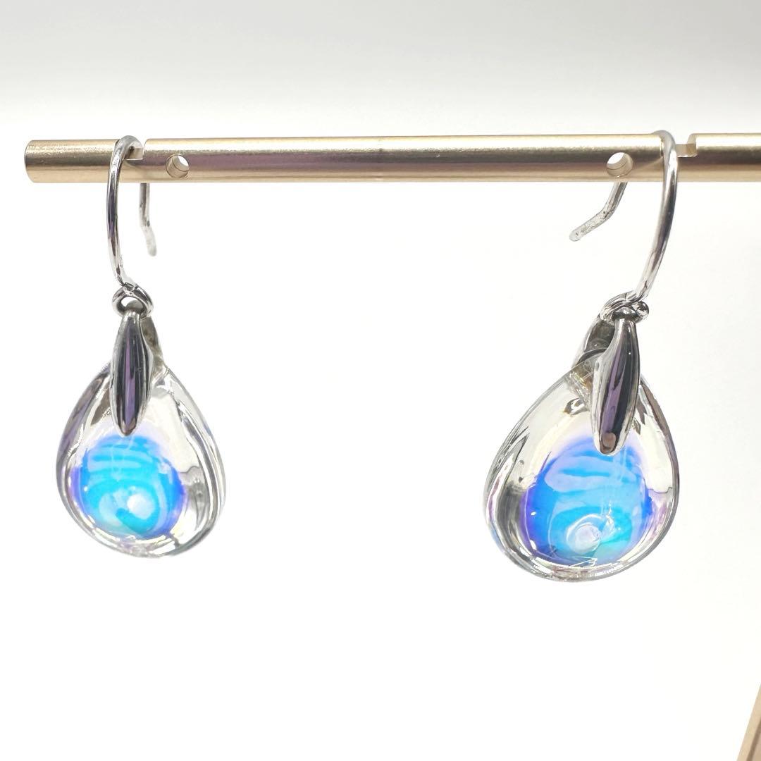 美品★baccarat バカラ クリスタルティアドロップ水滴型ピアス★C73