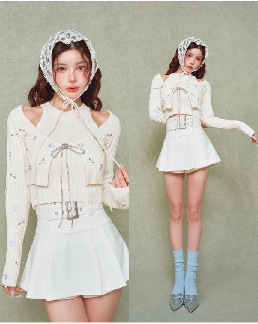 悠貴 darich スパークルリボンアンサンブルニットトップス