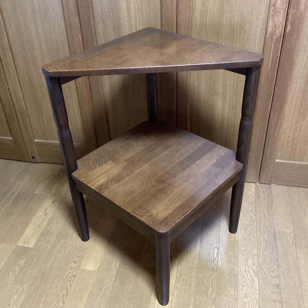 天然木単板　コーナーテーブル　飾り棚　シェルフ　シンプル