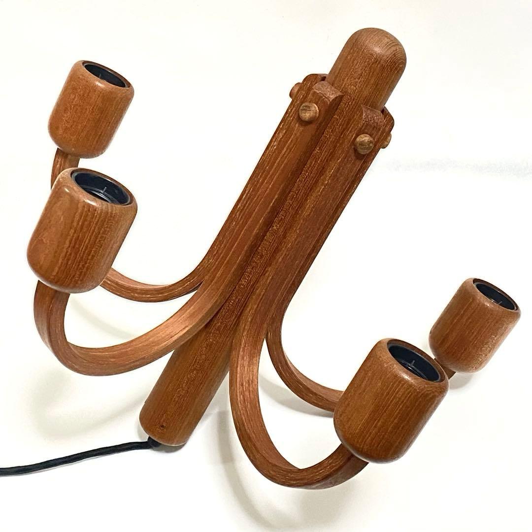 【希少・状態良】Domus ドムス シャンデリア　５灯　木製　チーク材　ドイツ製