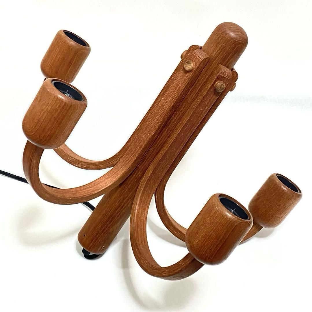 【希少・状態良】Domus ドムス シャンデリア　５灯　木製　チーク材　ドイツ製