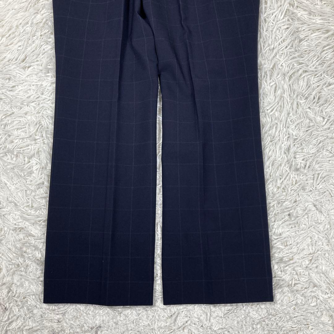 極美品スーツセレクト　3点セットアップスーツ　ネイビー　チェック　ウォッシャブル