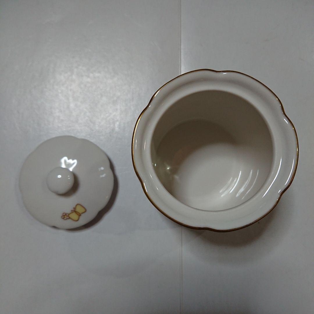 ティーセット バラ ホワイト 5点 ハローキティ × ローラアシュレイ 金彩劣化