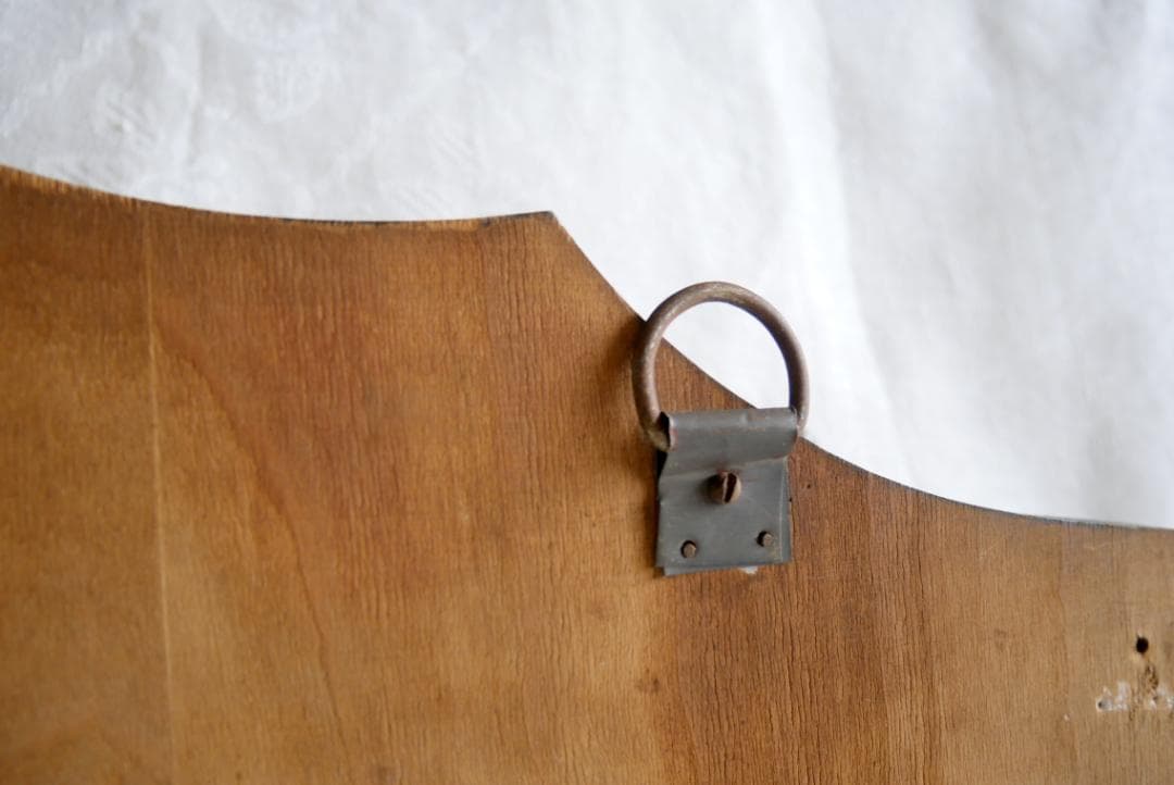 イギリス製アンティーク　ミラー付き木製ハンガーラック