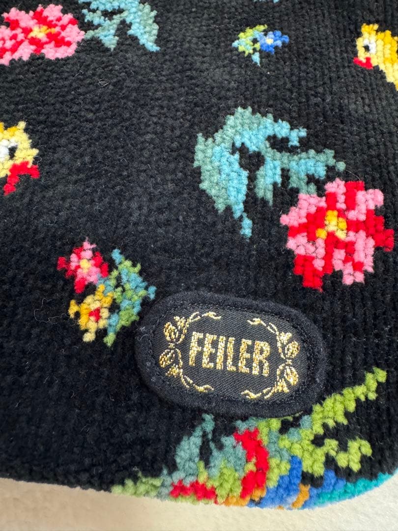 いちご美品FEILER ハイジ シュニール織り 手付き巾着 ハンドバッグ