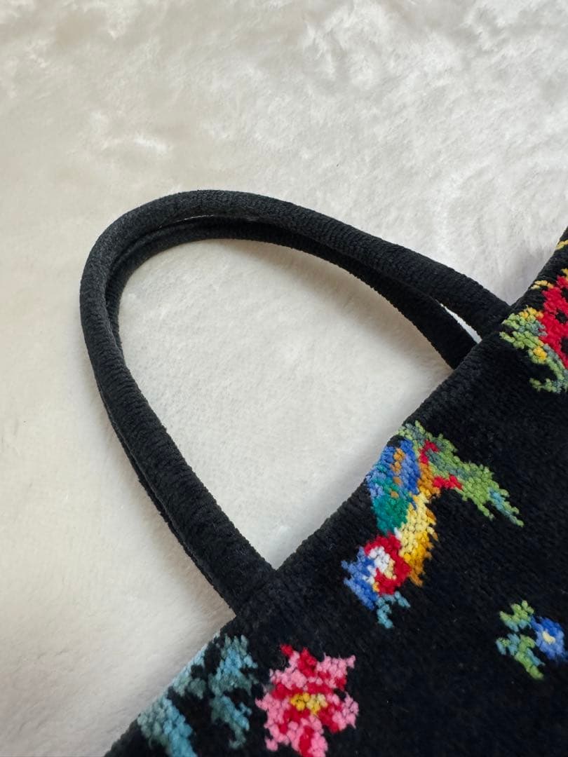 いちご美品FEILER ハイジ シュニール織り 手付き巾着 ハンドバッグ