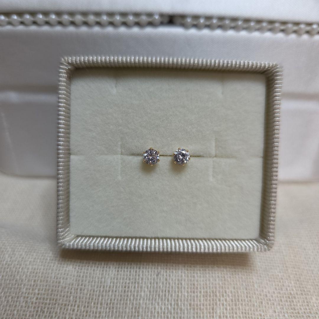 K18YG ジルコニア セカンドピアス