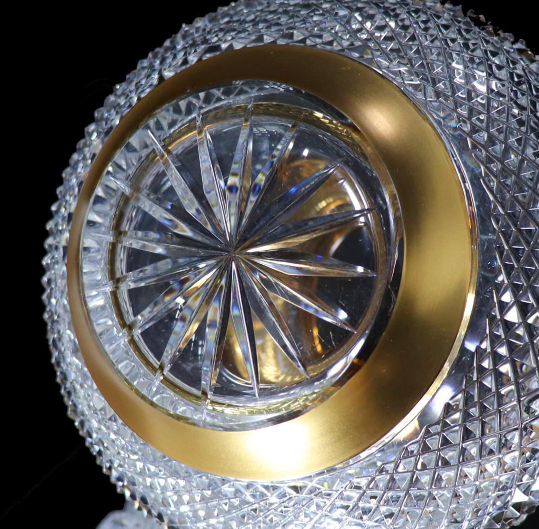 オールド・バカラ 1900年 大型金彩切子花瓶 1kg ディアマン・ビゾー 金縁