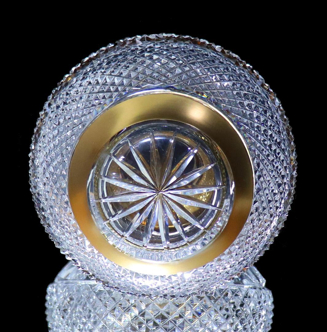 オールド・バカラ 1900年 大型金彩切子花瓶 1kg ディアマン・ビゾー 金縁