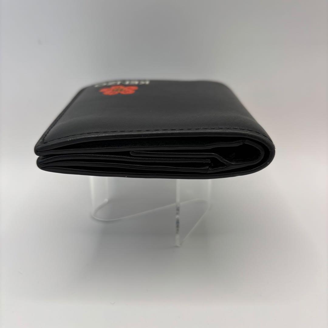 KENZO 二つ折り財布　ブラック　BOKE FLOWER フラワー レザー