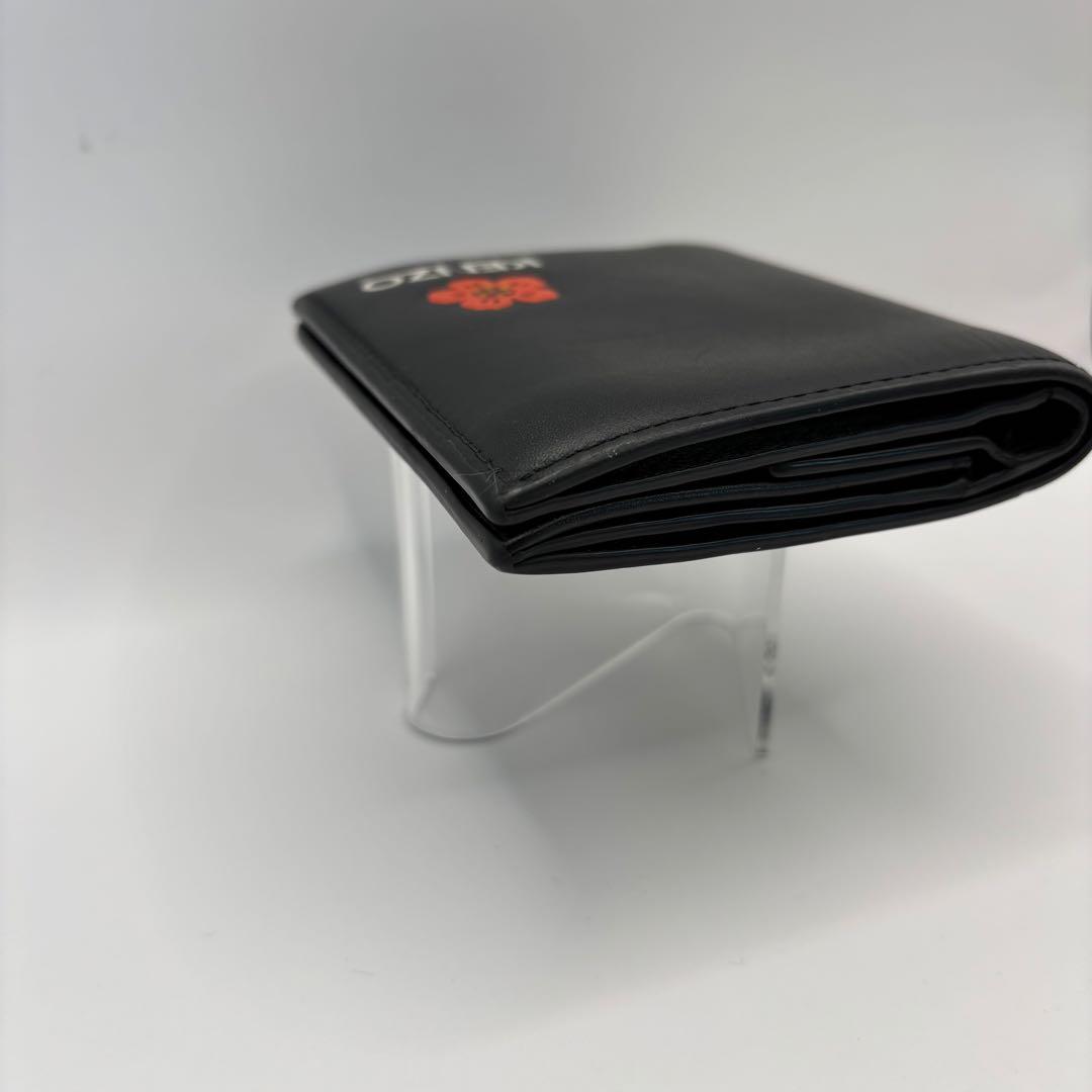 KENZO 二つ折り財布　ブラック　BOKE FLOWER フラワー レザー