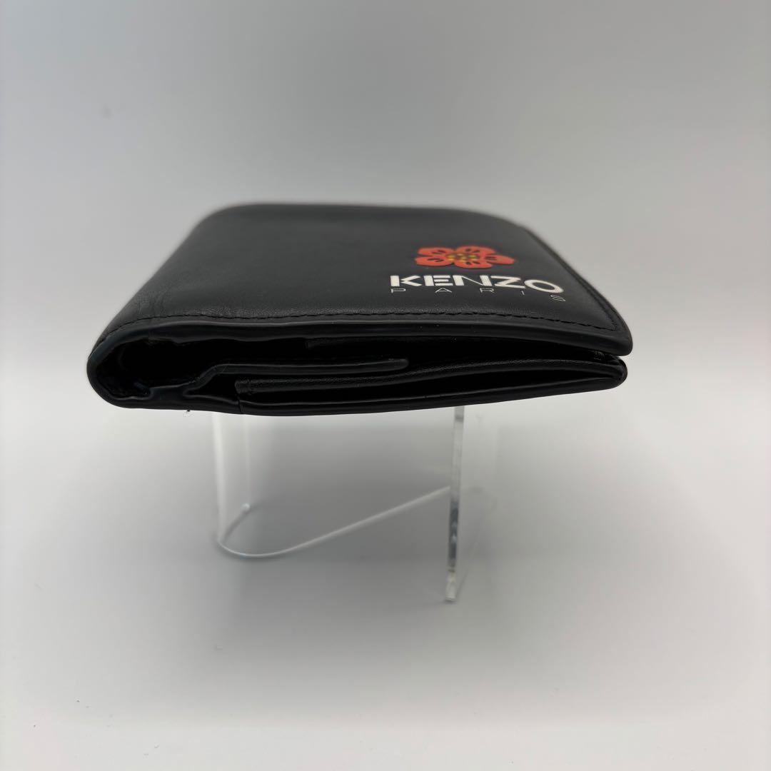 KENZO 二つ折り財布　ブラック　BOKE FLOWER フラワー レザー