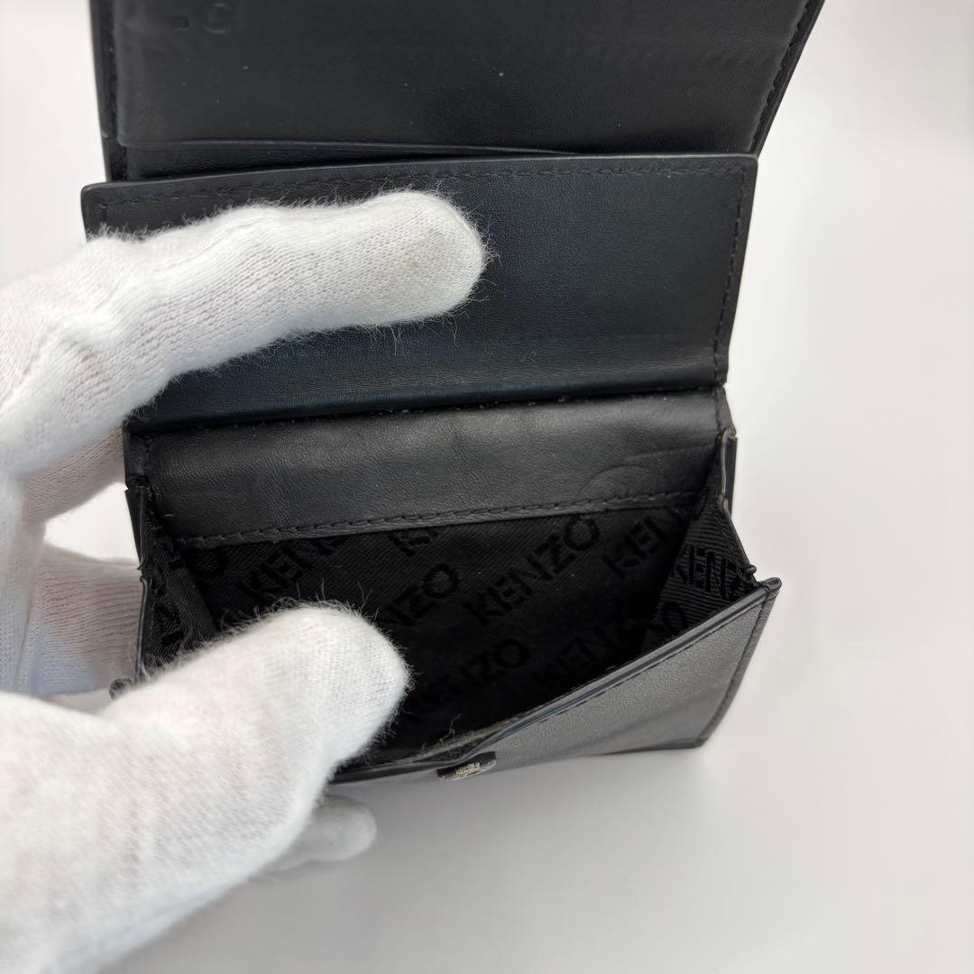 KENZO 二つ折り財布　ブラック　BOKE FLOWER フラワー レザー