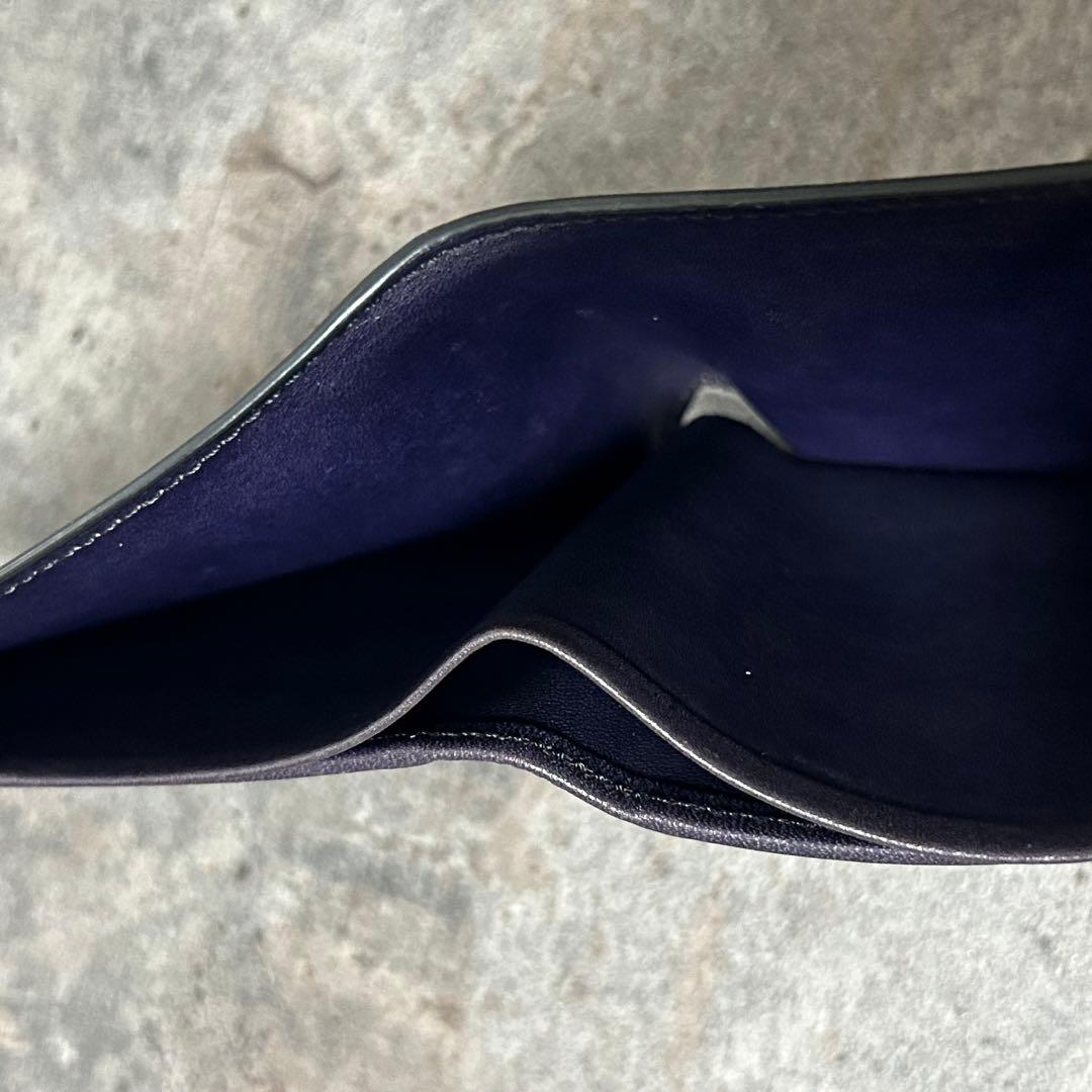 YUHAKU ユハク グラデーション レザー 二つ折り財布 ブラウン ネイビー