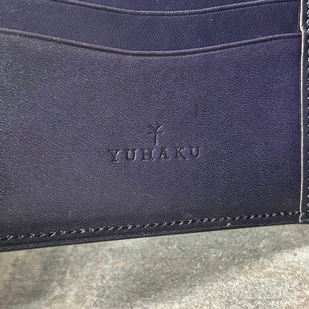 YUHAKU ユハク グラデーション レザー 二つ折り財布 ブラウン ネイビー