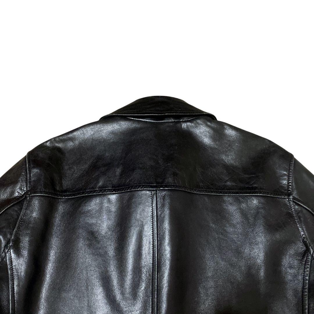 SHIPS カーコート　カウレザー　レザージャケット　本革　ブラック　L