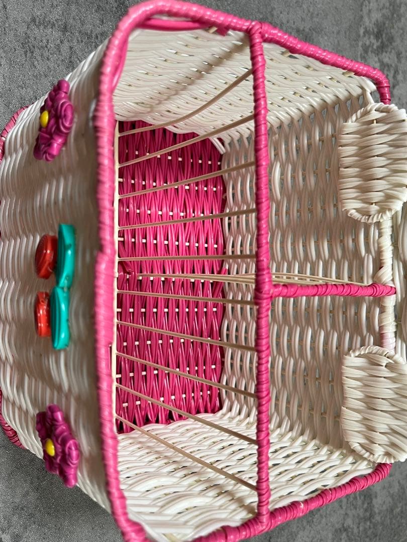 キティ KITTY 籐風 カゴ 小物入れ 編みかご 激レア rare 平成レトロ