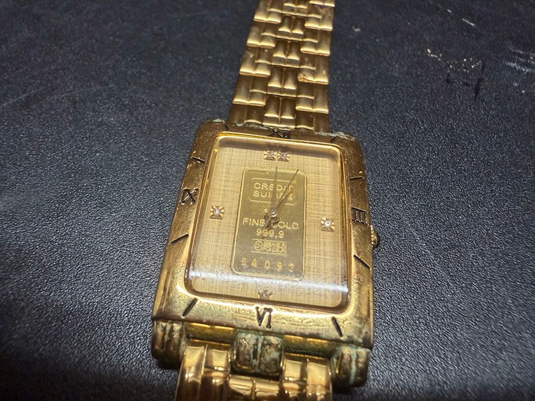 インゴッド純金腕時計　エルジン製　スクエア 24K ウォッチ