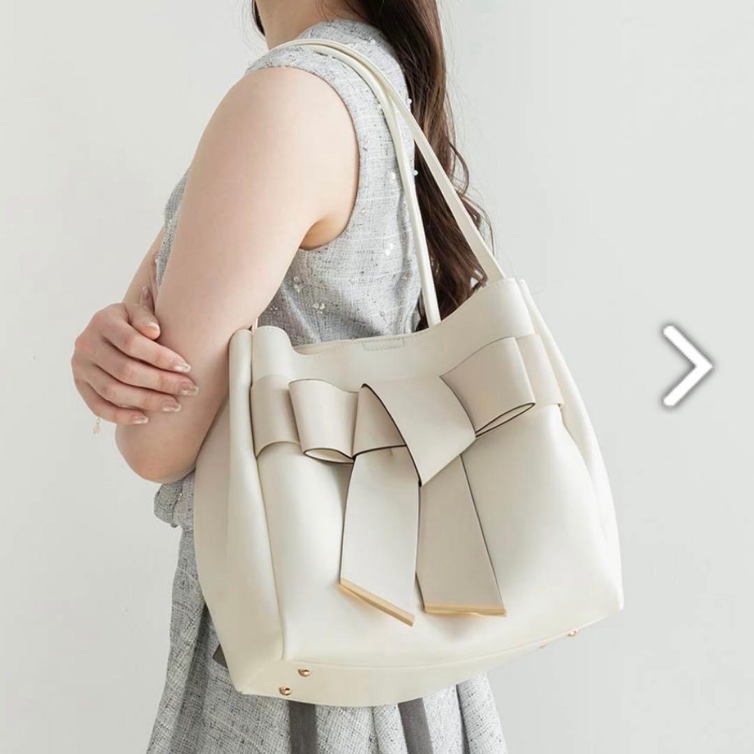 RANDA ランダ リボントートバッグ ホワイト 白 A4対応