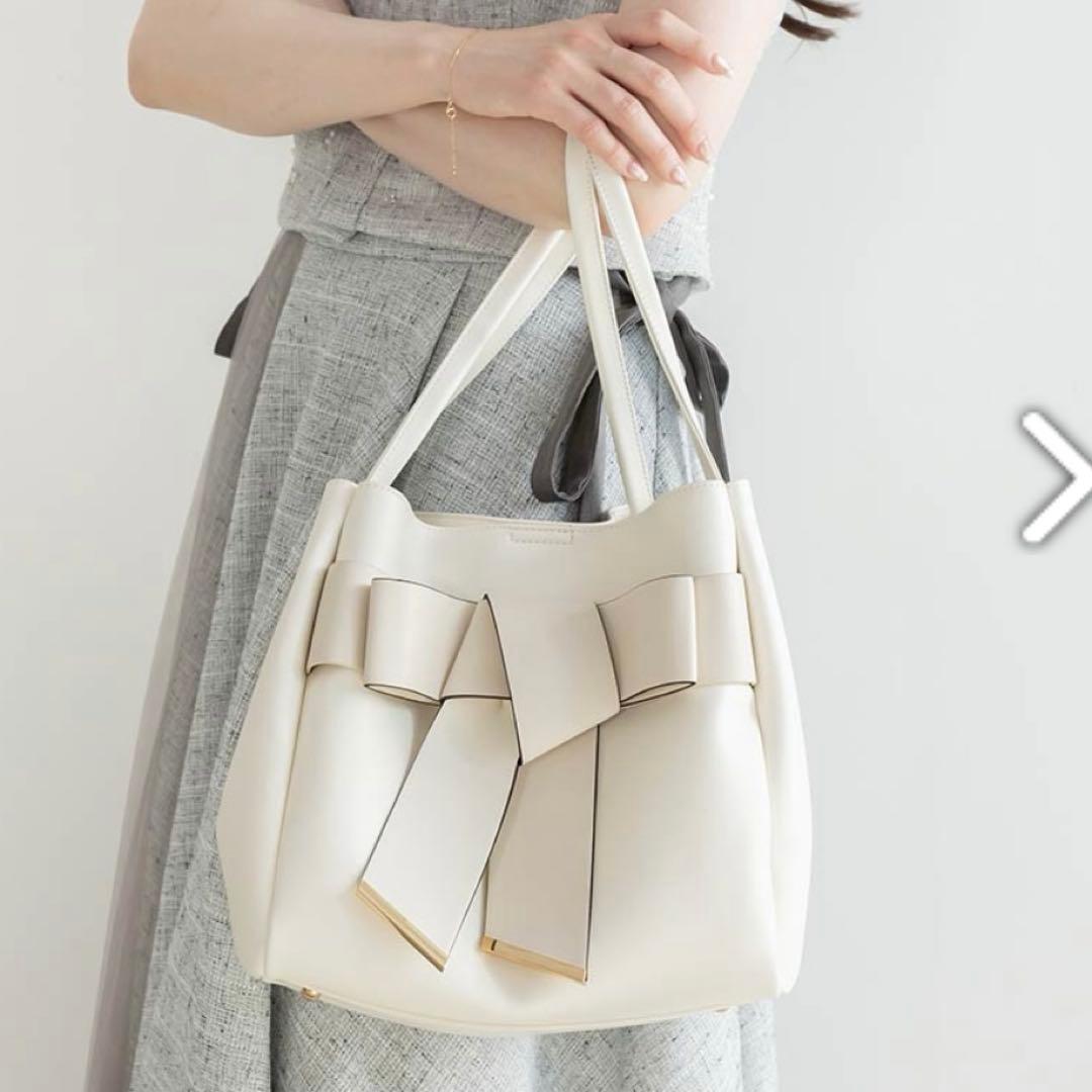 RANDA ランダ リボントートバッグ ホワイト 白 A4対応