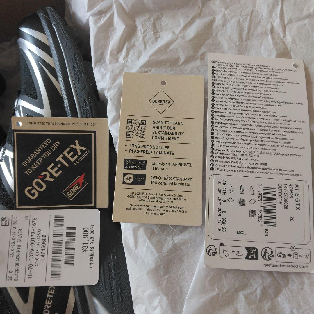 ★【国内正規品・新品】サロモン　XT-6 GTX　L47450600　26.0㎝
