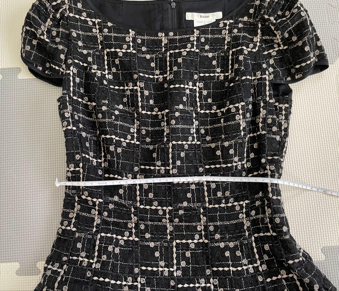 【美品】Rene★ワンピースドレス　ゴールド　黒　チュール　アシンメトリー