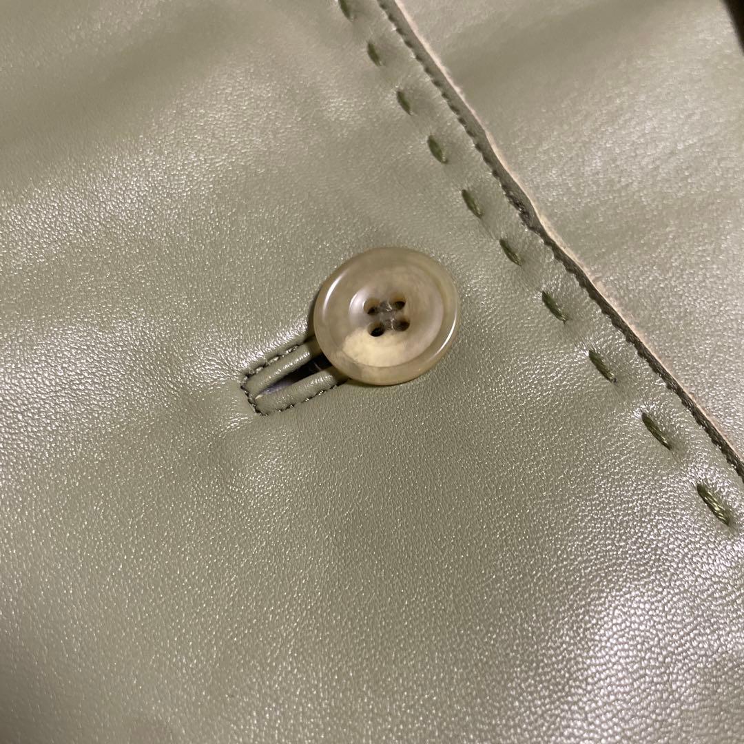 【BALMAIN】グリーンラムレザージャケット