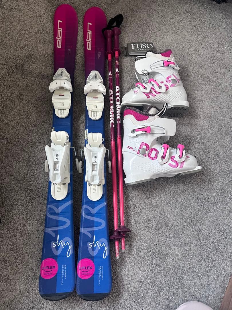 キッズ用スキー4点セット ELAN110cm 女の子向け