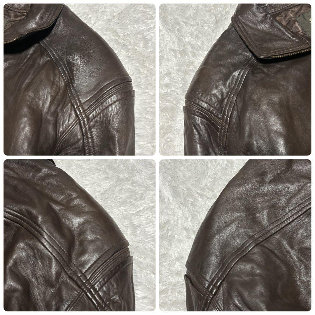 90s G-1 フライト ジェニュインレザー ジャケット ムートン 襟ボア 短丈