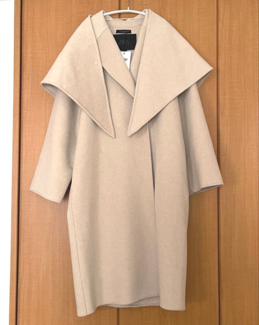 【ZARA】ザラ ZWコレクション ウール混紡オーバーサイズスカーフコート M