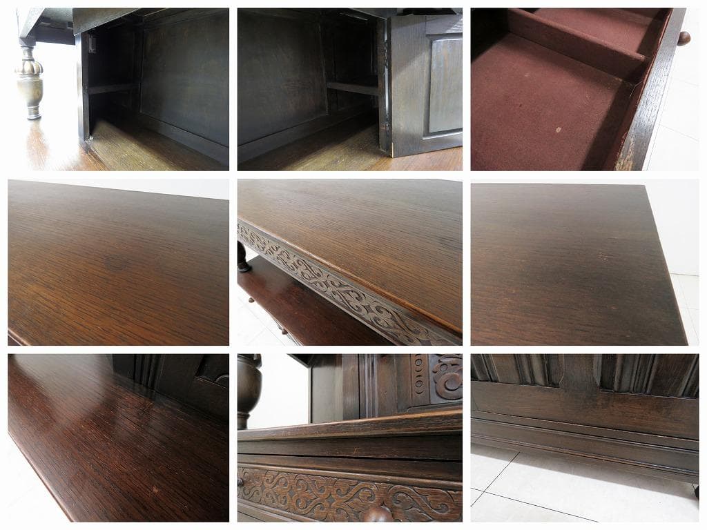 英国 アンティーク コートカップボード サイド キャビネット バッフェ オーク材