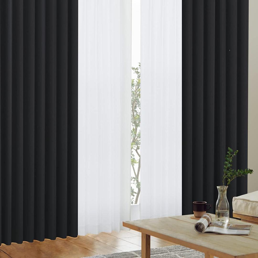 【カーテンくれない】1級遮光カーテン（レース付）