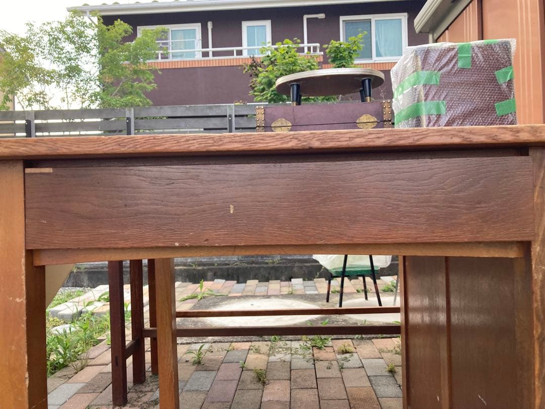 昭和レトロ　片袖机 古家具 勉強机 文机 ワークデスク アンティーク③