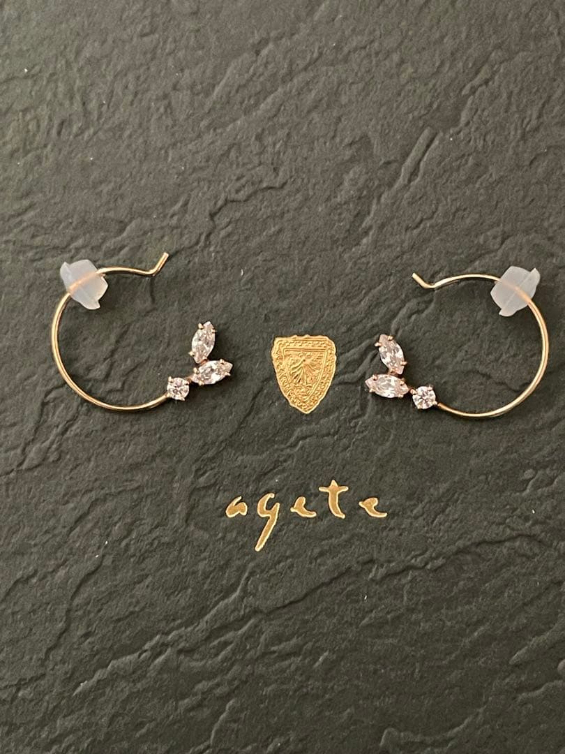 agete K10 キュービックジルコニア ピアス