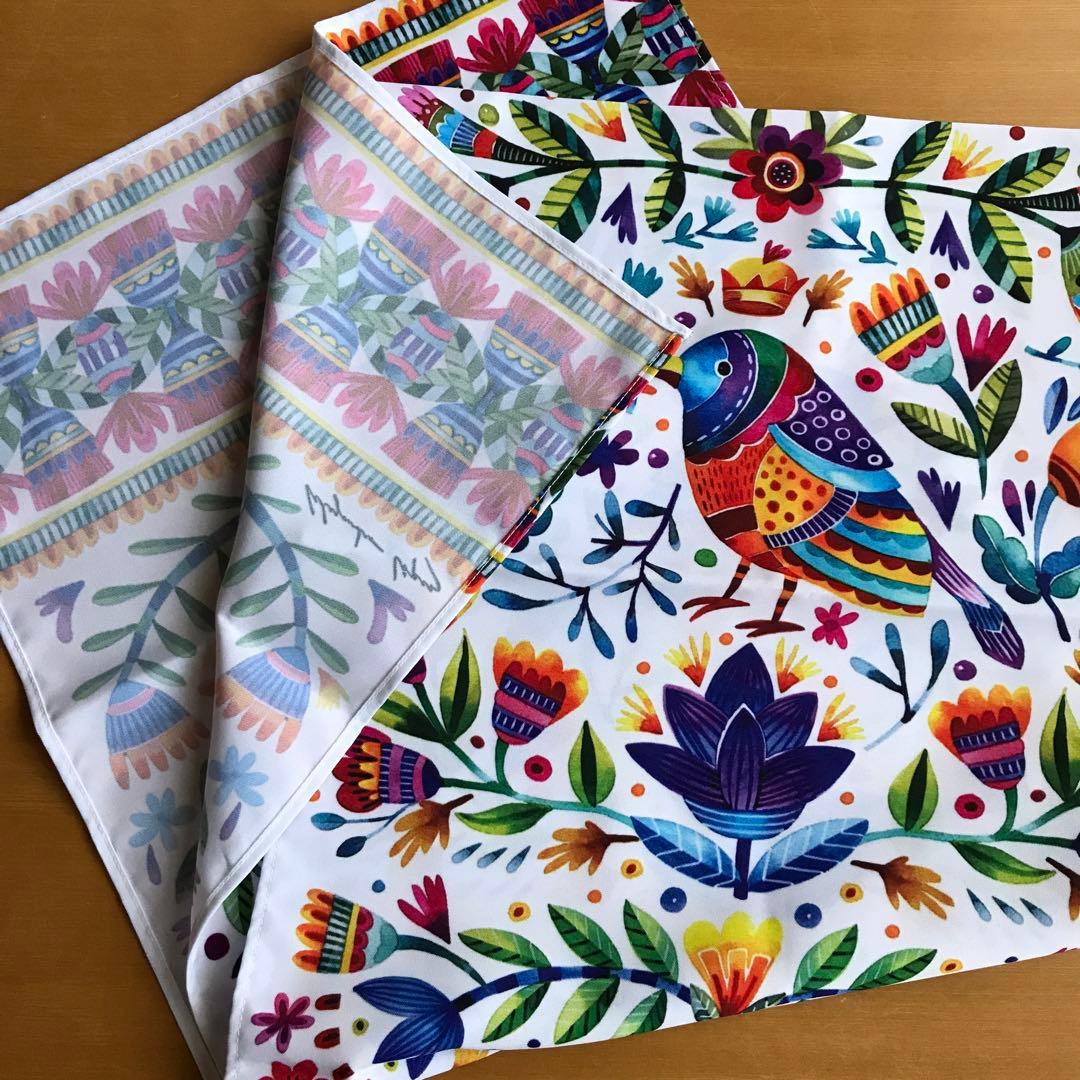 テーブル　クロス　メキシコ　プリント　鳥　動物　植物　カラフル　鮮やか