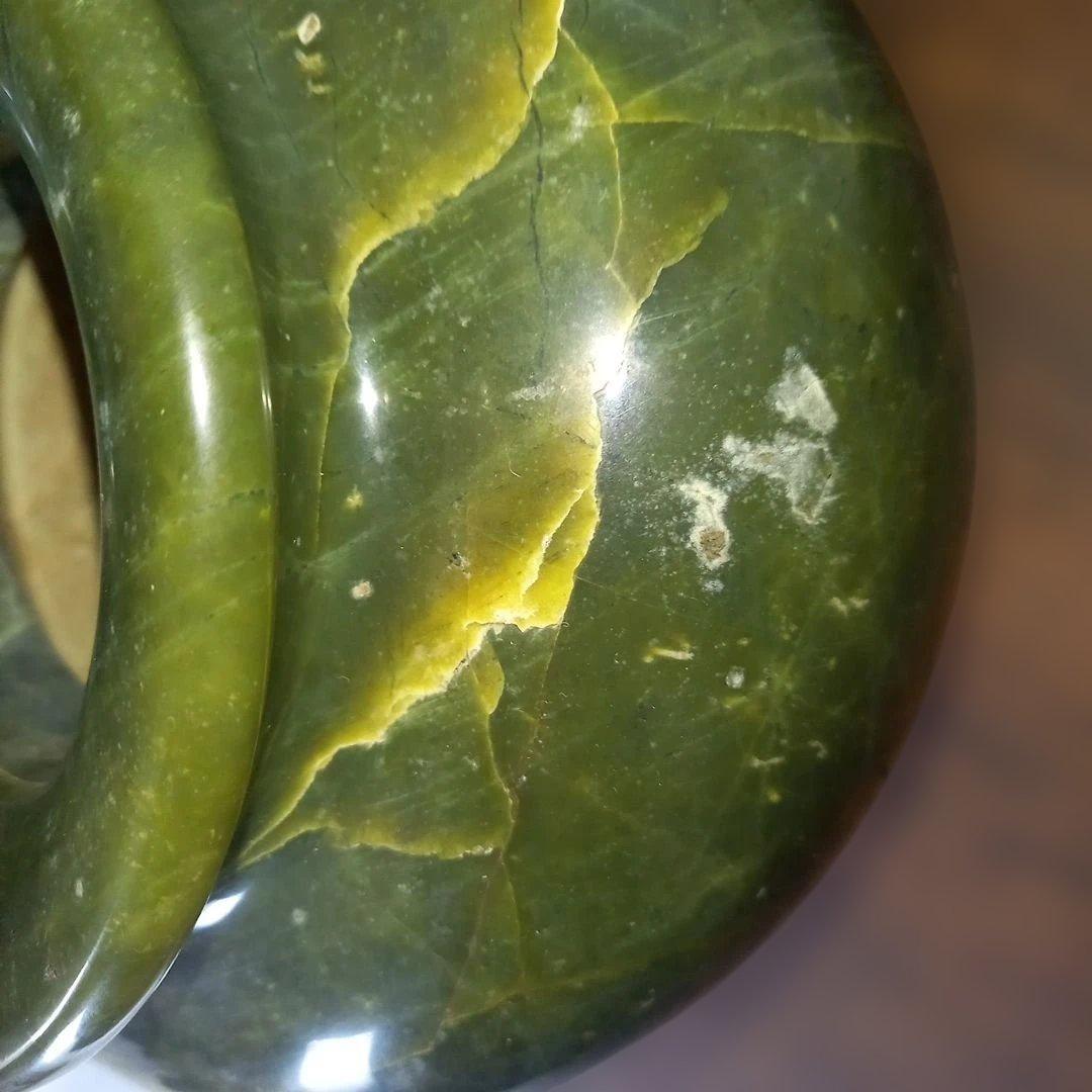 大理石調　花瓶　グリーン　珍品　緑　約６・８キロ　オブジェ　人造石