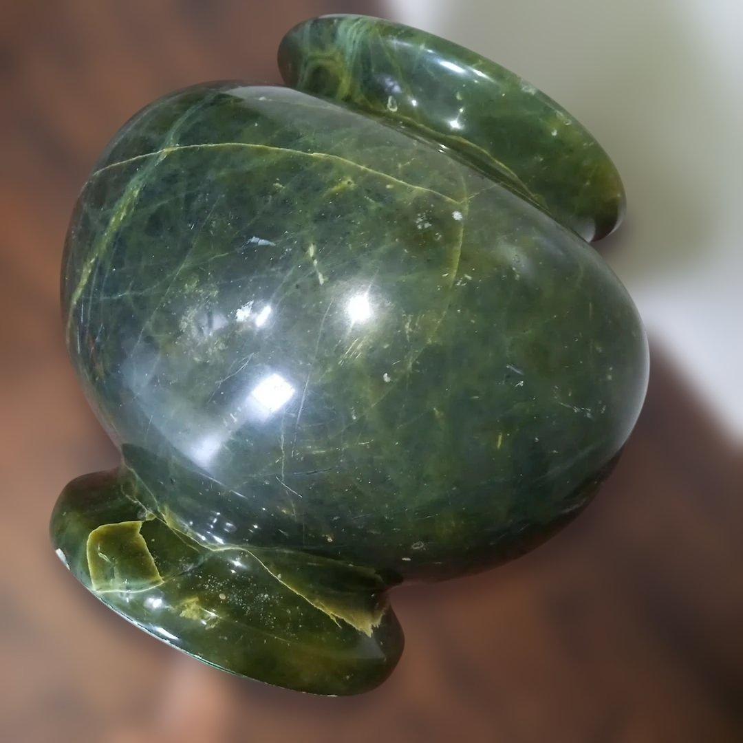 大理石調　花瓶　グリーン　珍品　緑　約６・８キロ　オブジェ　人造石