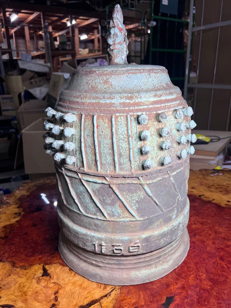 釣鐘　青銅製　古銅半鐘　52cm 25kg白石作