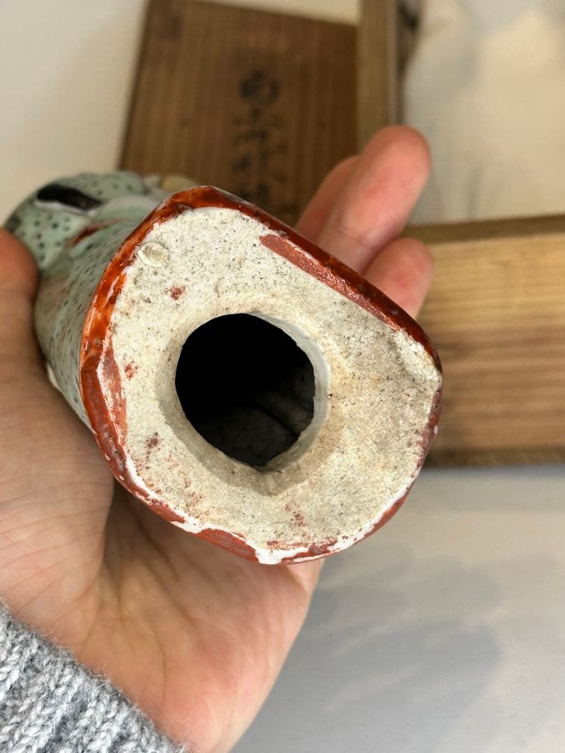 中国美術 清時代 粉彩 人物置物 共箱付 火漆封印有 骨董品 古陶磁