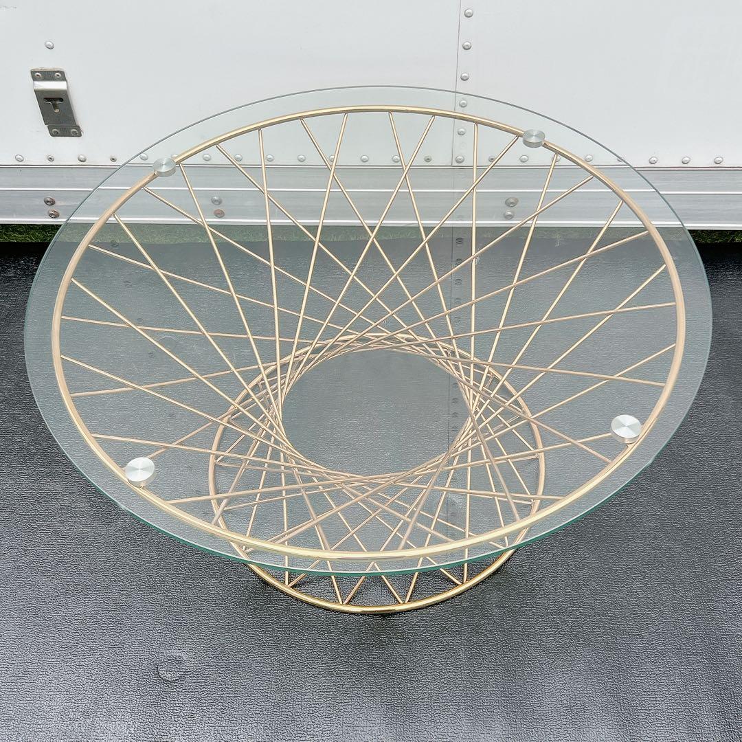 【美品 】フランフラン マーリアコーヒーテーブル ゴールド ガラス天板 円型