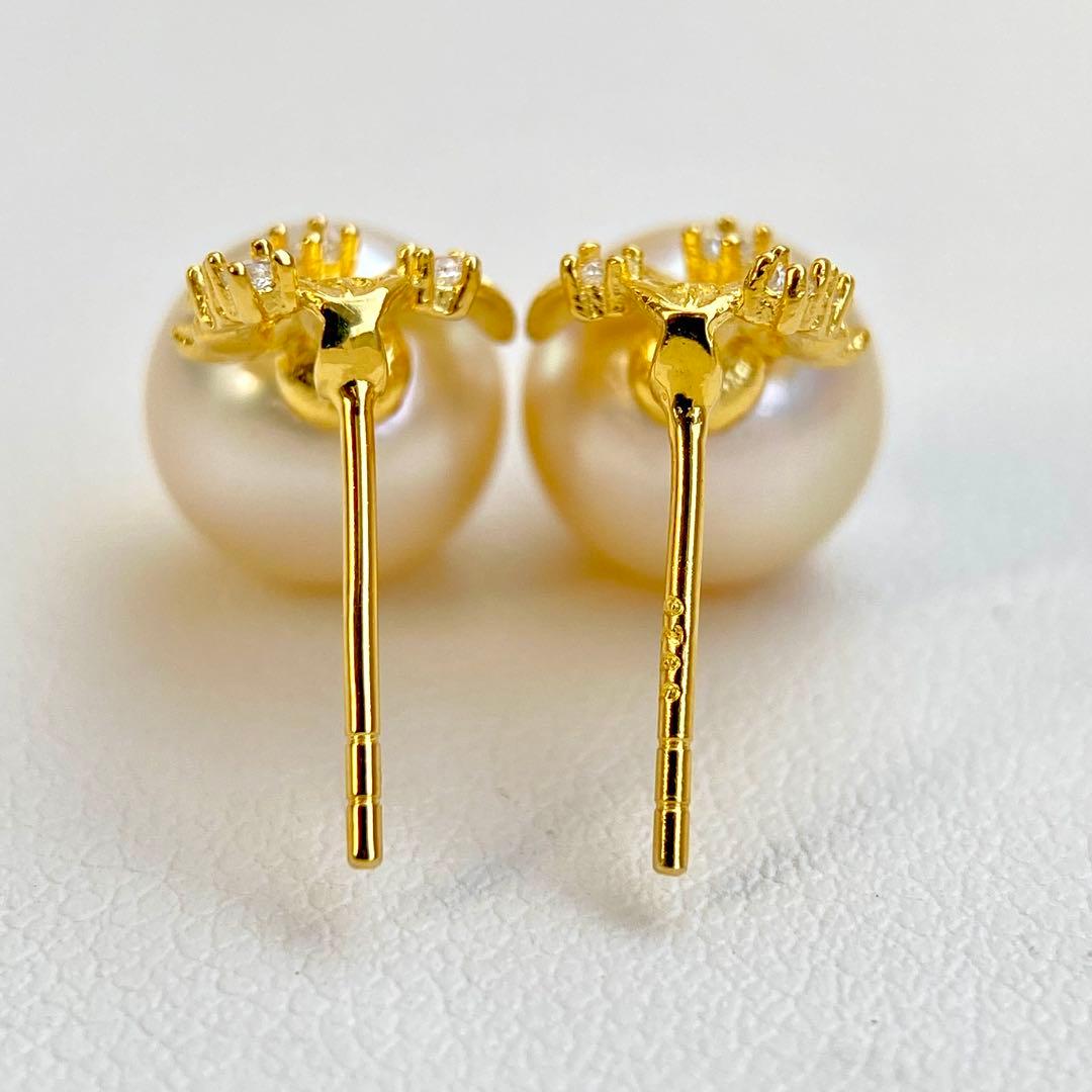 本真珠南洋白蝶真珠シャンパンゴールド10×9.4㍉s925ピアスBL952