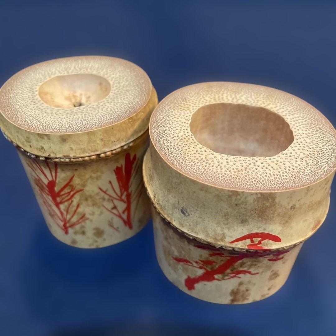 【竹田 益州】(和尚)花押・箱書『竹蓋置 一双』【高野 宗陵】(作)共箱※美品