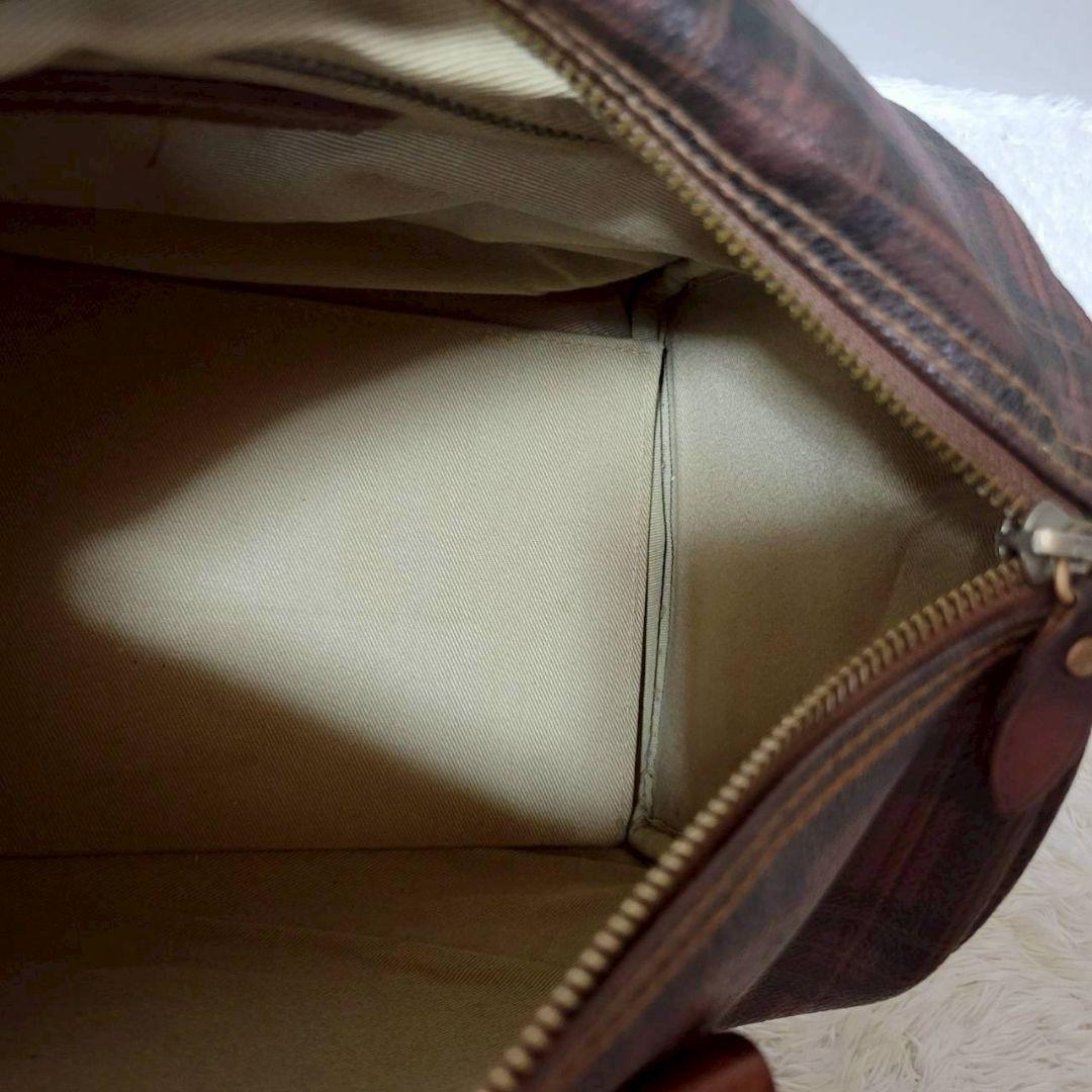 希少　ポロラルフローレン　ミニボストンバッグ　タータンチェック　ヴィンテージ　茶