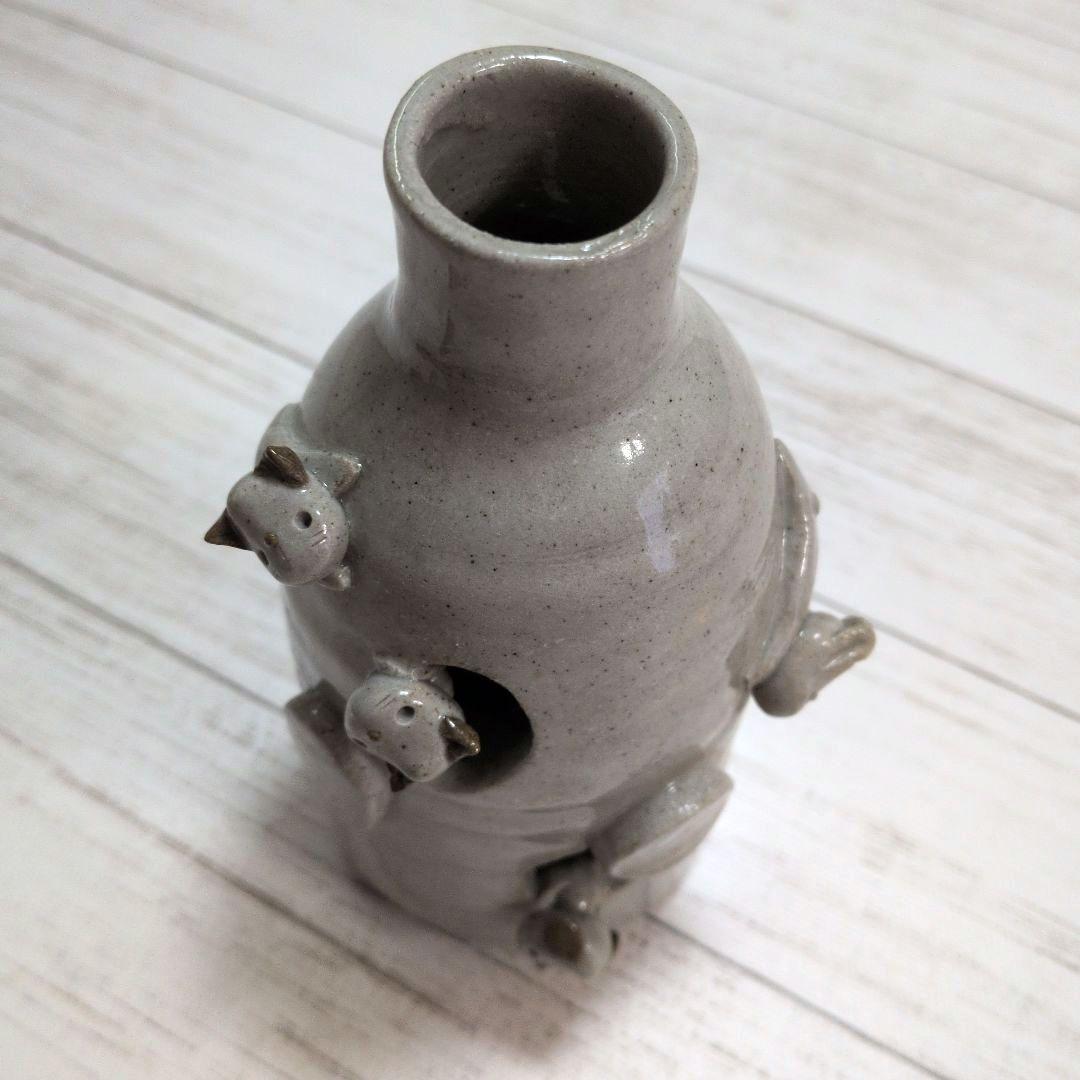 陶器置物　インテリア置物　花挿　動物陶器　犬 うさぎ 猫