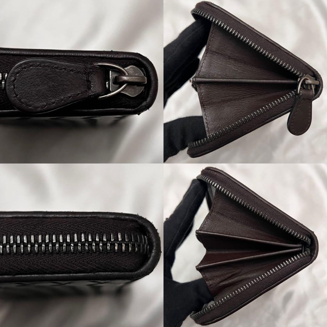 ◇極美品◇ボッテガヴェネタ　長財布　ラウンドジップ　ダークブラウン　レザー