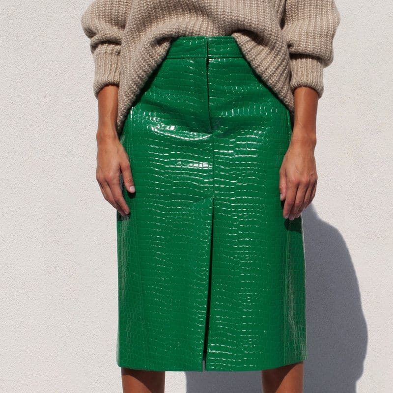 未使用 タグ付き Tibi クロコ型押しスカート