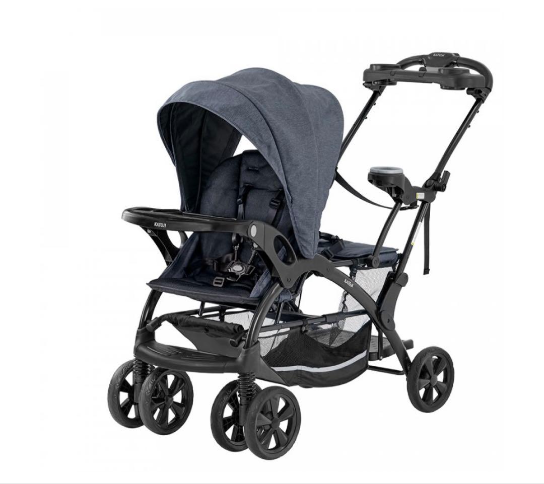 【限定値引】KATOJI ベビーカー 二人でゴーDX（デニム）レインカバー付