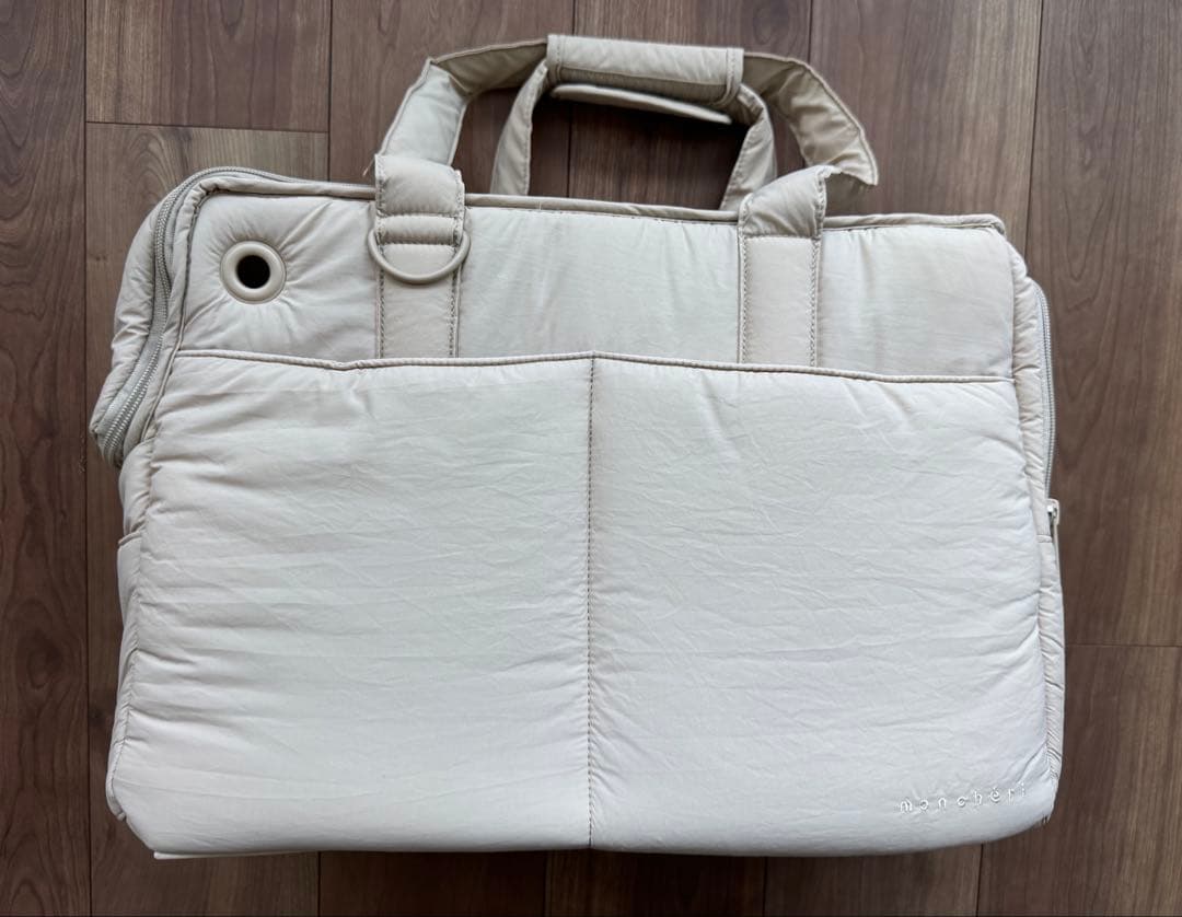 モンシェリ　軽量撥水ペットトートバッグ　Mサイズ　ベージュ（専用袋付き）