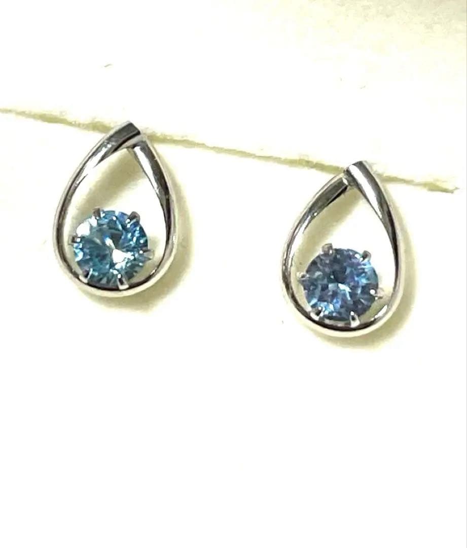 新品★4℃★K10★アクアマリン★雫ピアス