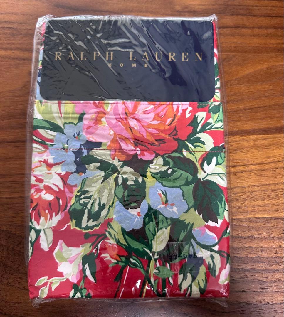 未使用　ラルフローレン　ピロシャム1枚　赤地の花柄　（ピロケース）日本製